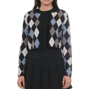 Point Classic Jacquard Cardigan Sweater Women's Size Large Dark Academia L